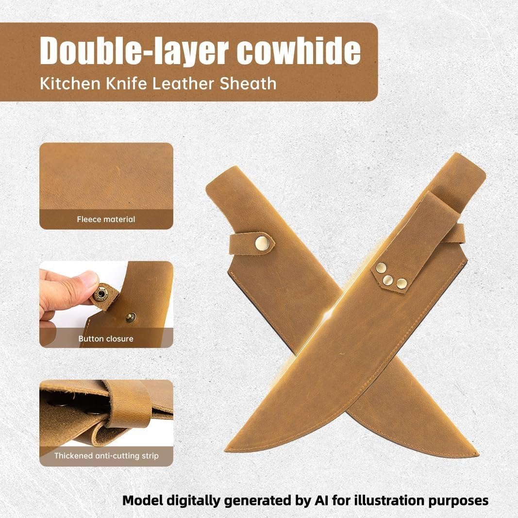 Leather Sheath for 8 Inch Boning Knife, for belt Knife Holster belt, Knife Scabbard Cover, Shop Knife Sheath Knives Sleeves Case Edge Guards Blade Protectors for Outdoor Camping