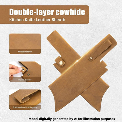 Leather Sheath for 8 Inch Boning Knife, for belt Knife Holster belt, Knife Scabbard Cover, Shop Knife Sheath Knives Sleeves Case Edge Guards Blade Protectors for Outdoor Camping