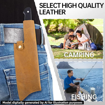 Leather Sheath for 8 Inch Boning Knife, for belt Knife Holster belt, Knife Scabbard Cover, Shop Knife Sheath Knives Sleeves Case Edge Guards Blade Protectors for Outdoor Camping