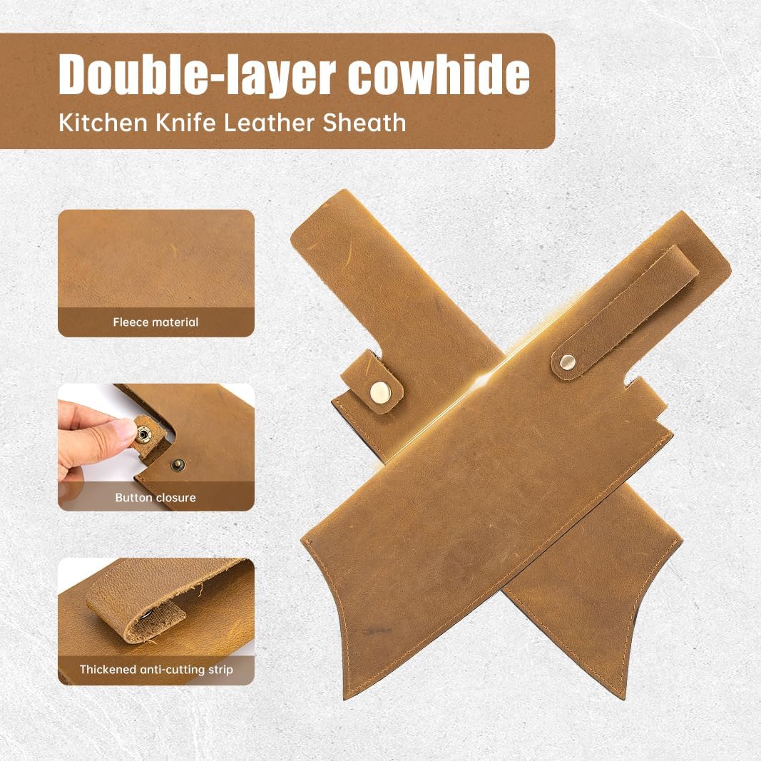 Leather Sheath for 8 Inch Boning Knife, for belt Knife Holster belt, Knife Scabbard Cover, Shop Knife Sheath Knives Sleeves Case Edge Guards Blade Protectors for Outdoor Camping