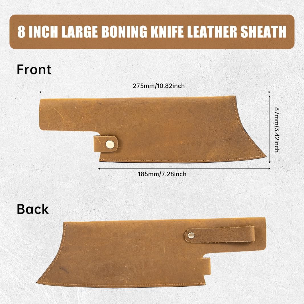Leather Sheath for 8 Inch Boning Knife, for belt Knife Holster belt, Knife Scabbard Cover, Shop Knife Sheath Knives Sleeves Case Edge Guards Blade Protectors for Outdoor Camping