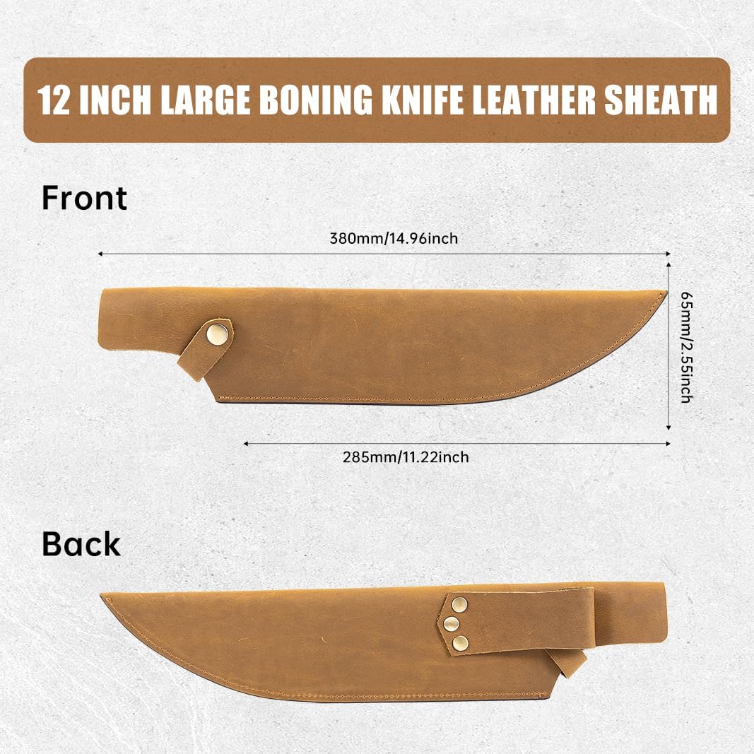 Leather Sheath for 8 Inch Boning Knife, for belt Knife Holster belt, Knife Scabbard Cover, Shop Knife Sheath Knives Sleeves Case Edge Guards Blade Protectors for Outdoor Camping