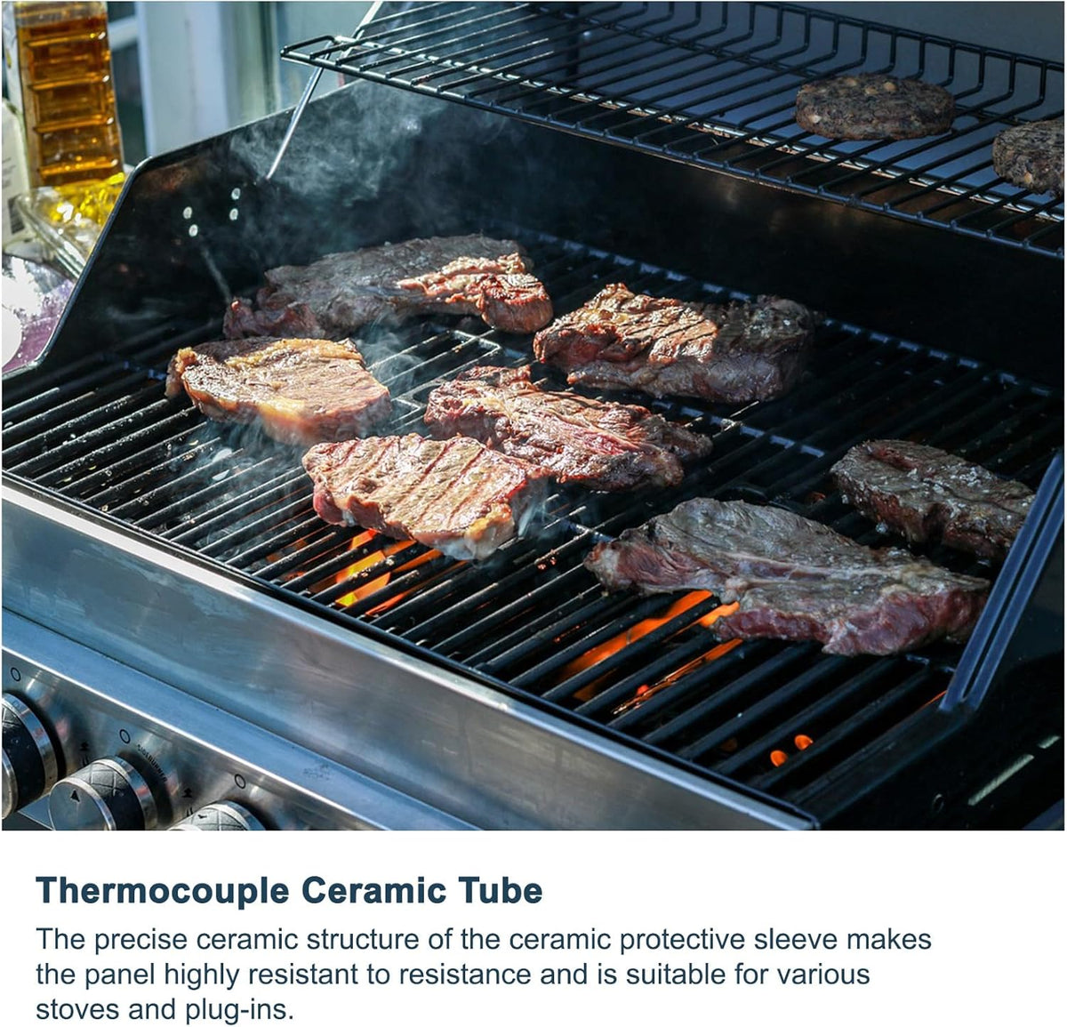 9.5" Grill Ceramic Rods BBQ Grill Ceramic Radiant Rod Heat Plates Rod for Gas Grill, Radiant Tray Rod, Pack of 5