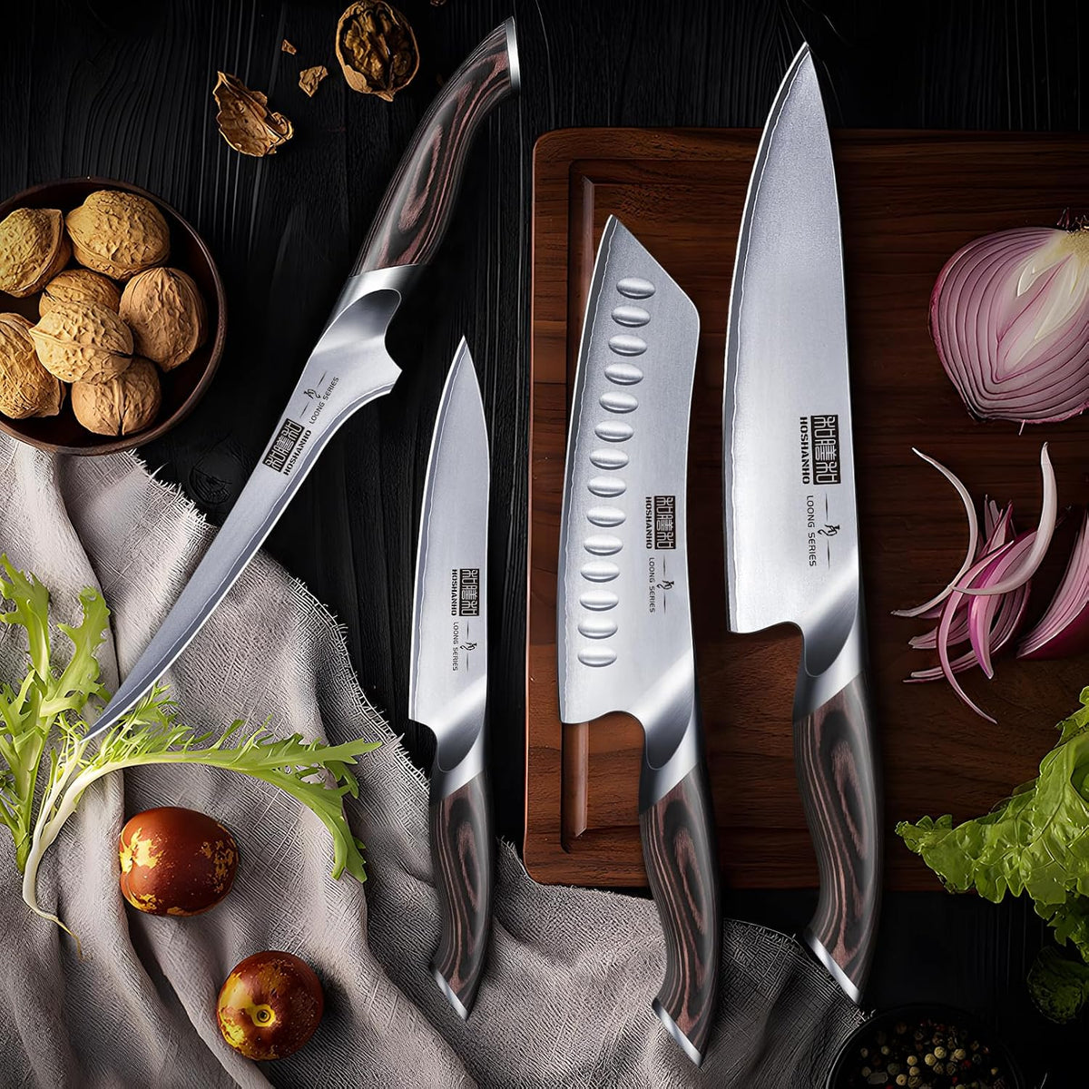 16PCS Knife Set, Ultra Sharp Japanese Kitchen Knife Set with Block | Japanese High Carbon Stainless Steel Cooking Knife set, Multipurpose Chef Knives Set with Sharpener, Ergonomic Handle, Gifts