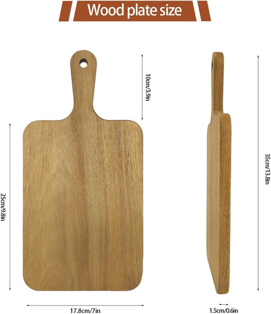 15 Pack Acacia Wood Cutting Board Bulk Wooden Serving Tray Kitchen Chopping Boards with Handle for Laser Engraving DIY Gift (13.8 x 7 Inch)