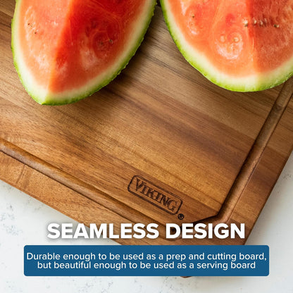 Cutting Board, Acacia Wood Kitchen Carving Board with Juice Groove, 18 x 12 x 0.75 Inch