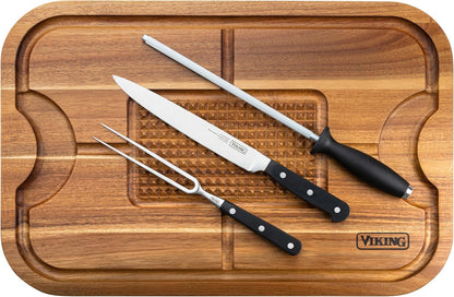 Cutting Board, Acacia Wood Kitchen Carving Board with Juice Groove, 18 x 12 x 0.75 Inch