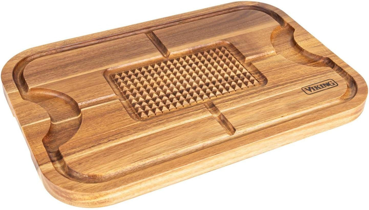 Cutting Board, Acacia Wood Kitchen Carving Board with Juice Groove, 18 x 12 x 0.75 Inch