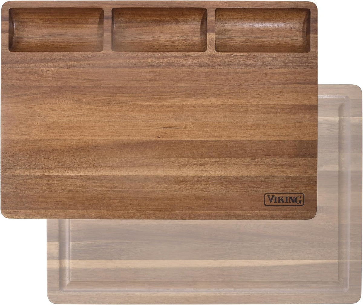 Cutting Board, Acacia Wood Kitchen Carving Board with Juice Groove, 18 x 12 x 0.75 Inch