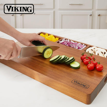 Cutting Board, Acacia Wood Kitchen Carving Board with Juice Groove, 18 x 12 x 0.75 Inch