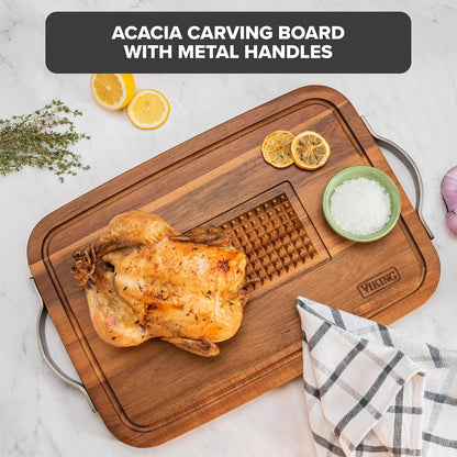 Cutting Board, Acacia Wood Kitchen Carving Board with Juice Groove, 18 x 12 x 0.75 Inch