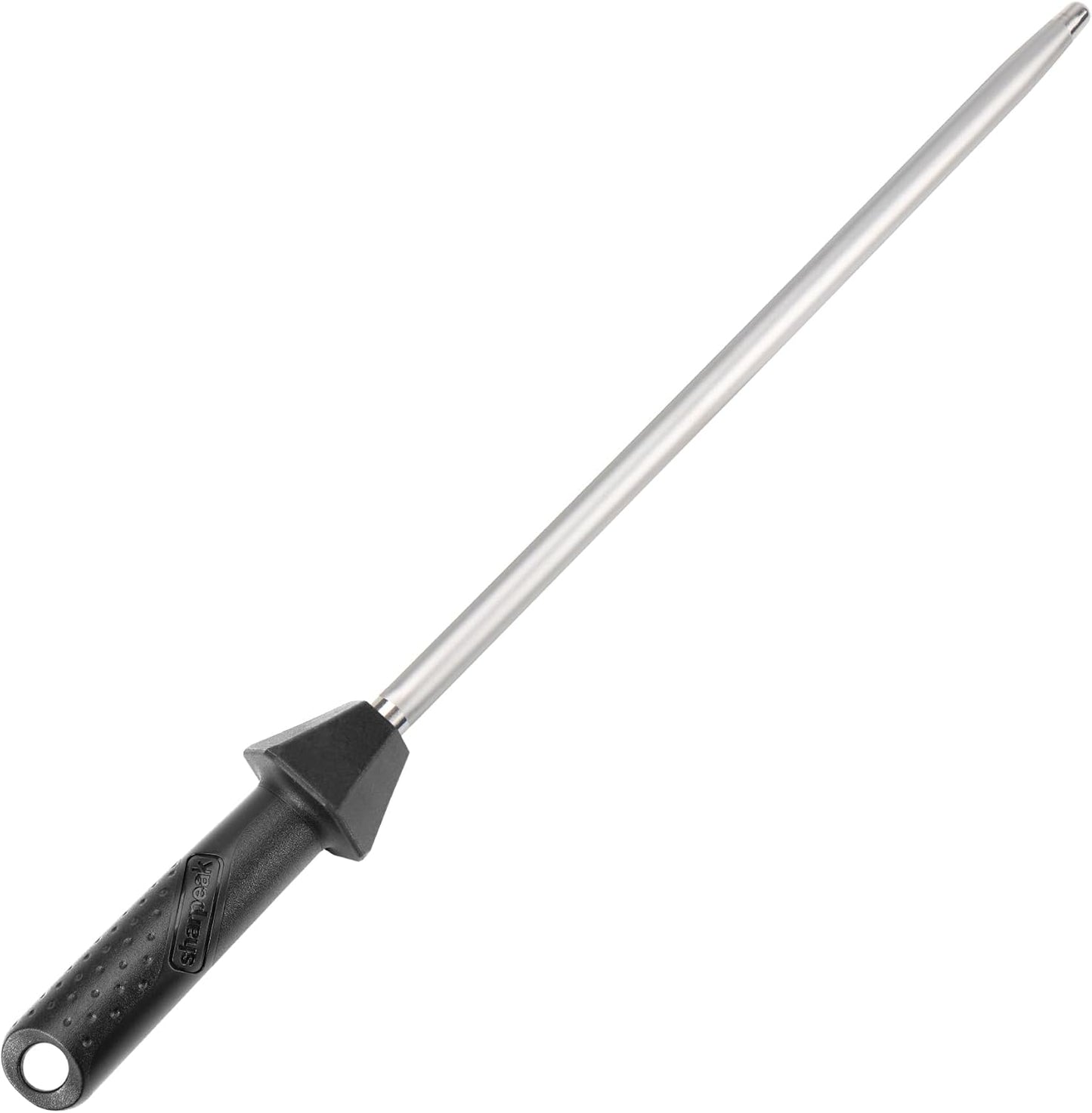 Total L.17.5-Inch/Rod L.12-Inch 3000-Grit Ceramic Sharpening Steel with Built-In Angle Guides and Anti-Breaking Cap, Sharpening Rod, Knife Steel, Ceramic Honing rod, Chaira Afilador Cuchillos