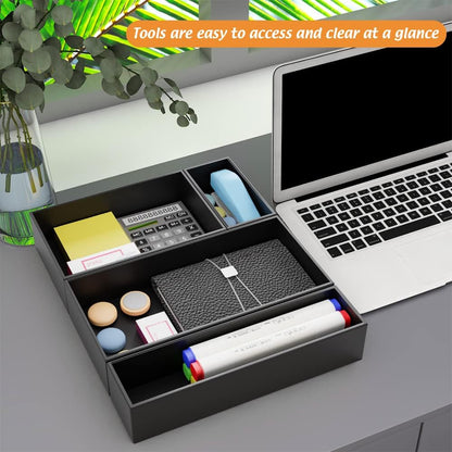 Black Bamboo Drawer Organizer 12"x 3", Utensil Holder for Kitchen Drawer | Silverware Cutlery Utensil Tray, Multi-Use Drawer Dividers Boxes for Bathroom Counter, Cabinet, Office, RV, Makeup, Jewelry