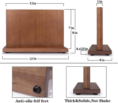 Magnetic Knife Block for Home Kitchen 12x10" Inches Large Capacity Double Sided Holder with Strong Magnets Acasia Wood for Knives Utensils Storage Rack Counter Top