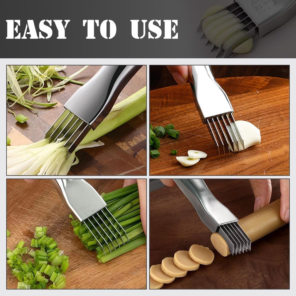 2024 New Upgrade Stainless Steel Chopped,Shred Silk The Knife Green Onion Knife, Kitchen Vegetable Cutter Sharp Scallion Shredding Cutter Household Multifunctional Food Slicer Gadget