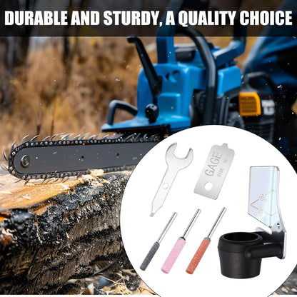 1453 Chainsaw Sharpening Attachment Kit for Dremel, Chain Saw Sharpener Accessory Rotary Tool Attachment Set with Sharpening Stones & Angle Guide for Outdoor Gardening Tools