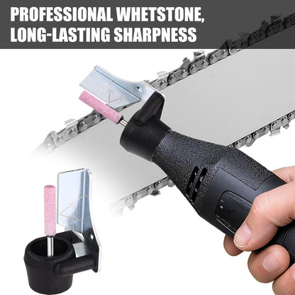1453 Chainsaw Sharpening Attachment Kit for Dremel, Chain Saw Sharpener Accessory Rotary Tool Attachment Set with Sharpening Stones & Angle Guide for Outdoor Gardening Tools