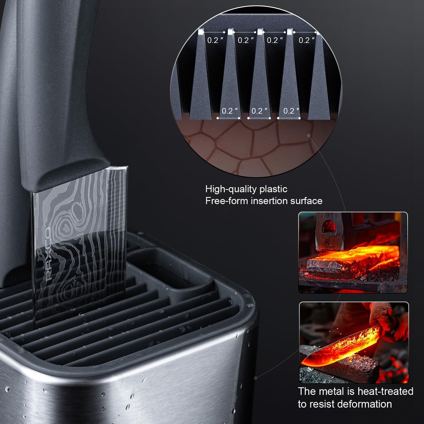 Knife Set,10-Piece Stainless Steel Kitchen Knife Set with Block,Black | Compact Small Countertop Holder,Pro-Sharpened Stainless Steel Chef Knives, Space Saving Knife Set for RV & Apartment