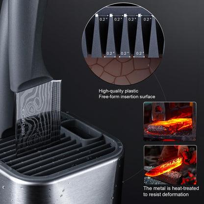 Knife Set,10-Piece Stainless Steel Kitchen Knife Set with Block,Black | Compact Small Countertop Holder,Pro-Sharpened Stainless Steel Chef Knives, Space Saving Knife Set for RV & Apartment