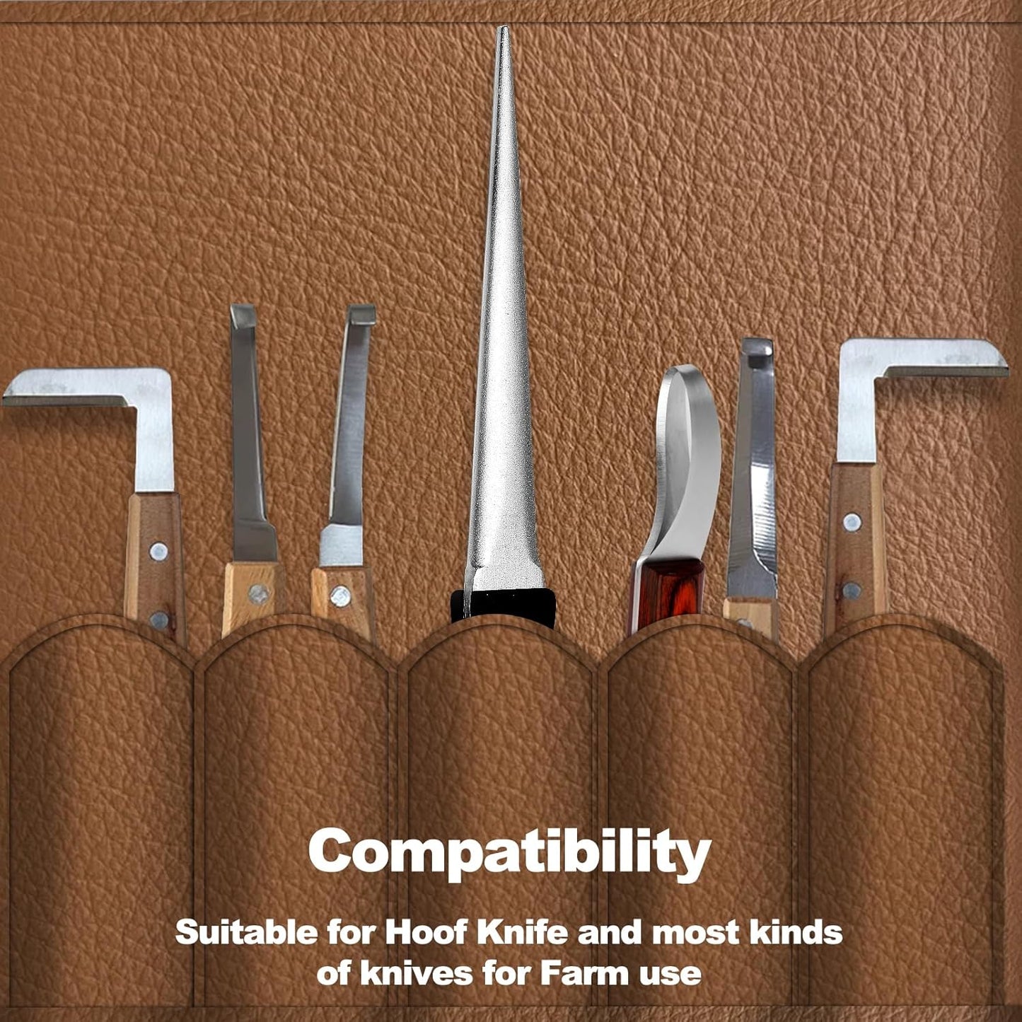 Hoof Knife Sharpener, 10 Inch Farrier Tool Honing Rod for Hoof Knives | Solid Wood Handle, Horse Hoof Care, Farrier Supplies, Barn Stable Ranch, Curved Blade Sharpening, Farm Knife Maintenance