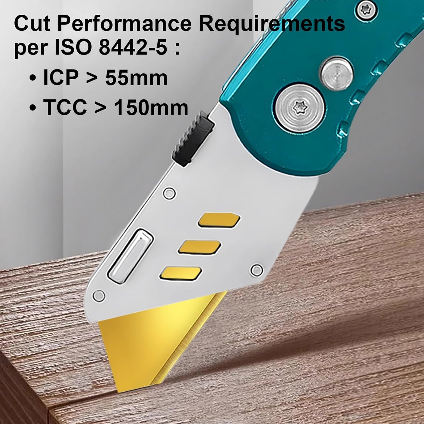 60 Pack Utility Knife Blades, Box Cutter Blades, SK2 Razor Blades with Titanium Fully Coating, Refilled Blades for Box Cutter Utility Knife, Replacement Blades with plastic dispenser box (Gold)
