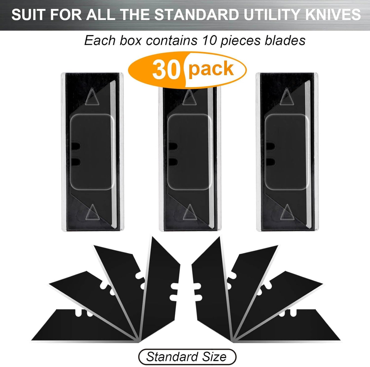 60 Pack Utility Knife Blades, Box Cutter Blades, SK2 Razor Blades with Titanium Fully Coating, Refilled Blades for Box Cutter Utility Knife, Replacement Blades with plastic dispenser box (Gold)
