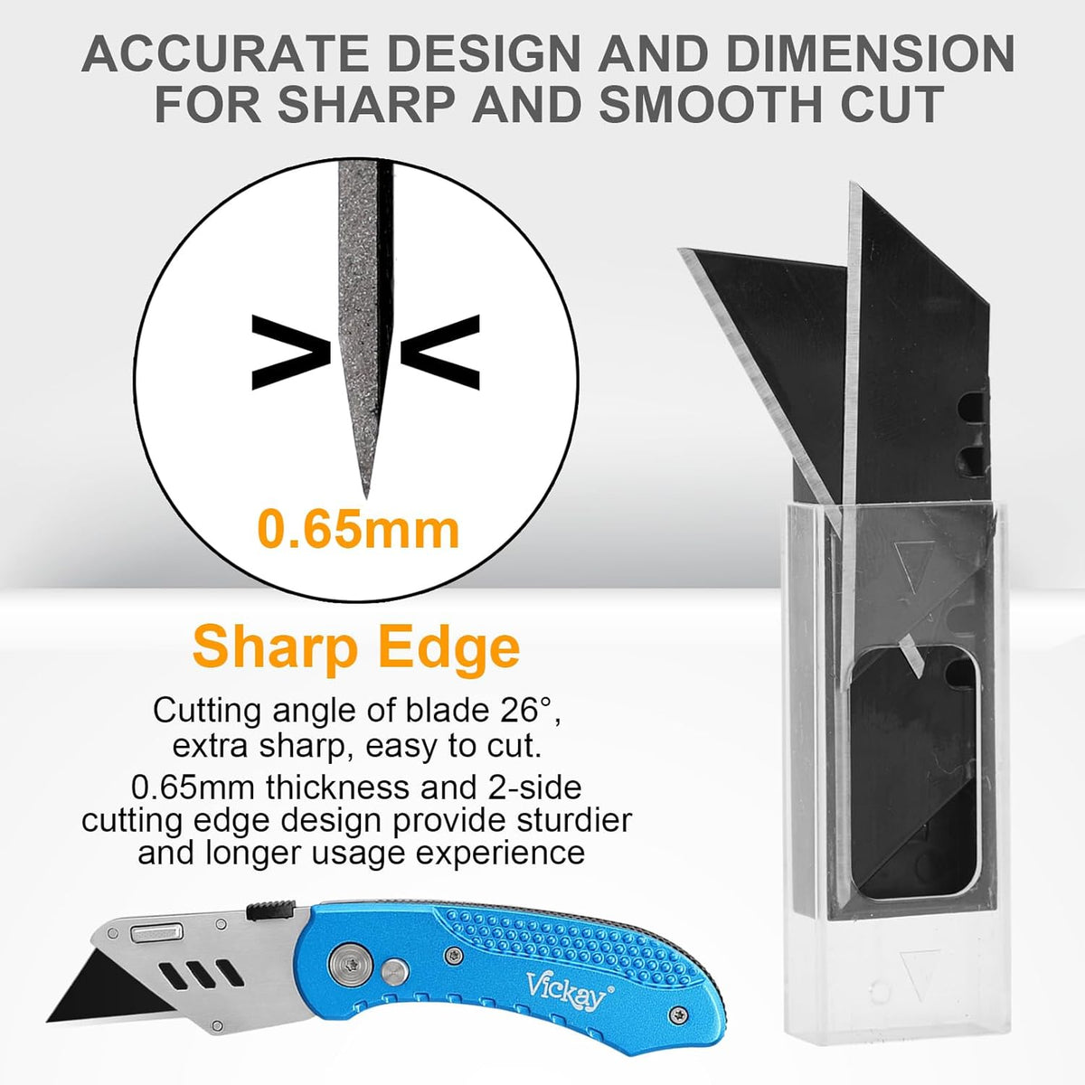 60 Pack Utility Knife Blades, Box Cutter Blades, SK2 Razor Blades with Titanium Fully Coating, Refilled Blades for Box Cutter Utility Knife, Replacement Blades with plastic dispenser box (Gold)