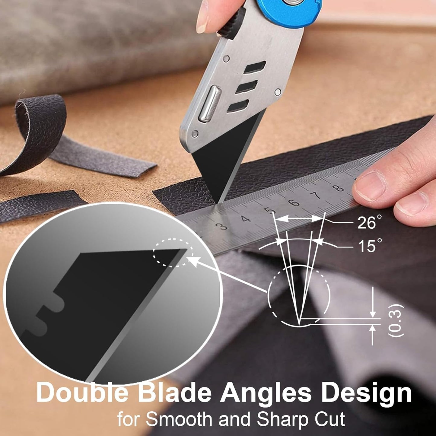 60 Pack Utility Knife Blades, Box Cutter Blades, SK2 Razor Blades with Titanium Fully Coating, Refilled Blades for Box Cutter Utility Knife, Replacement Blades with plastic dispenser box (Gold)