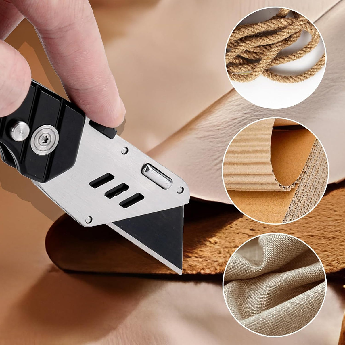 60 Pack Utility Knife Blades, Box Cutter Blades, SK2 Razor Blades with Titanium Fully Coating, Refilled Blades for Box Cutter Utility Knife, Replacement Blades with plastic dispenser box (Gold)