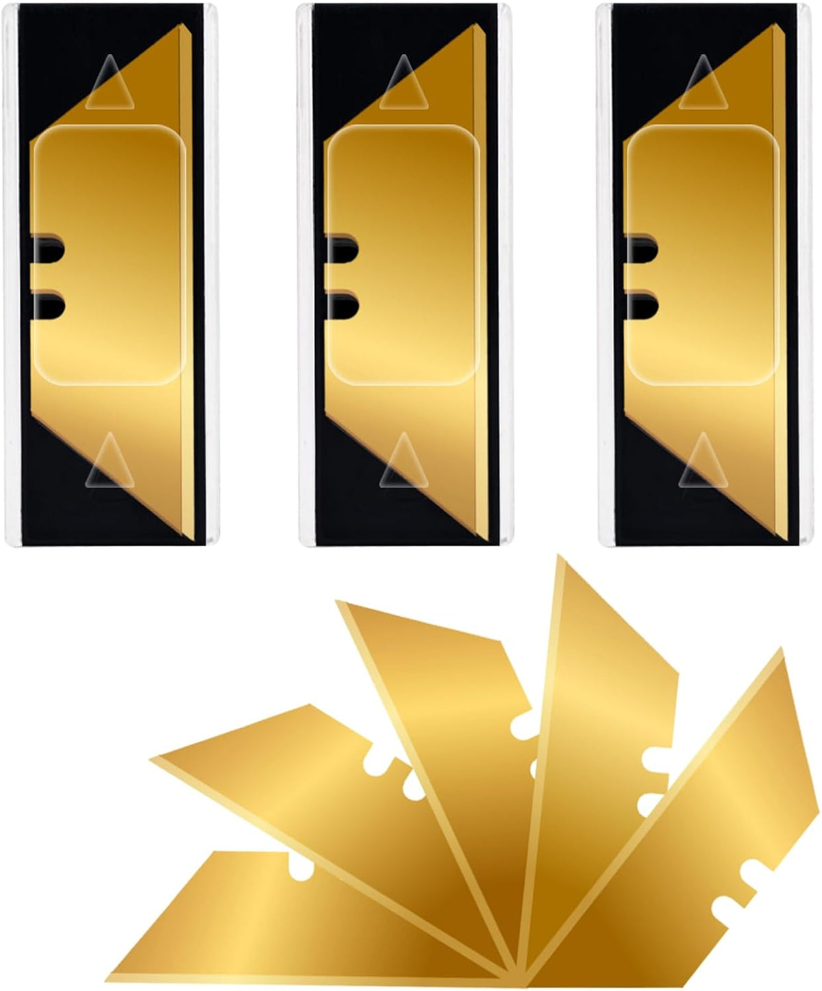 60 Pack Utility Knife Blades, Box Cutter Blades, SK2 Razor Blades with Titanium Fully Coating, Refilled Blades for Box Cutter Utility Knife, Replacement Blades with plastic dispenser box (Gold)