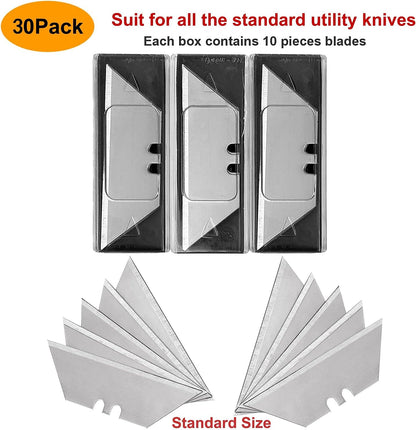 60 Pack Utility Knife Blades, Box Cutter Blades, SK2 Razor Blades with Titanium Fully Coating, Refilled Blades for Box Cutter Utility Knife, Replacement Blades with plastic dispenser box (Gold)