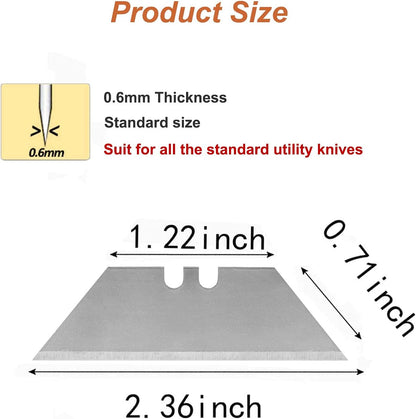60 Pack Utility Knife Blades, Box Cutter Blades, SK2 Razor Blades with Titanium Fully Coating, Refilled Blades for Box Cutter Utility Knife, Replacement Blades with plastic dispenser box (Gold)