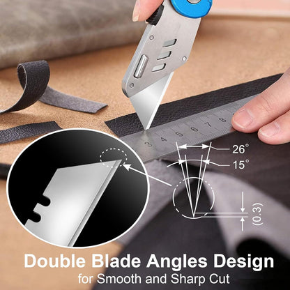 60 Pack Utility Knife Blades, Box Cutter Blades, SK2 Razor Blades with Titanium Fully Coating, Refilled Blades for Box Cutter Utility Knife, Replacement Blades with plastic dispenser box (Gold)