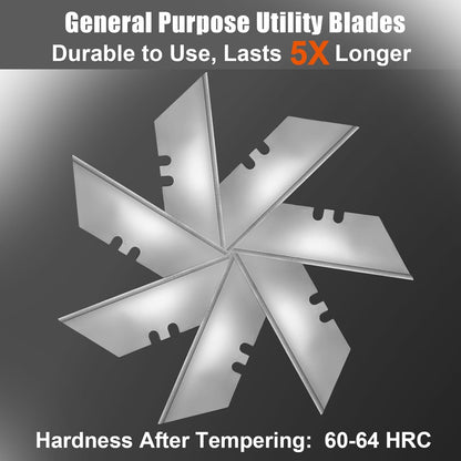 60 Pack Utility Knife Blades, Box Cutter Blades, SK2 Razor Blades with Titanium Fully Coating, Refilled Blades for Box Cutter Utility Knife, Replacement Blades with plastic dispenser box (Gold)