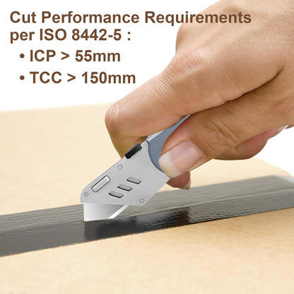 60 Pack Utility Knife Blades, Box Cutter Blades, SK2 Razor Blades with Titanium Fully Coating, Refilled Blades for Box Cutter Utility Knife, Replacement Blades with plastic dispenser box (Gold)