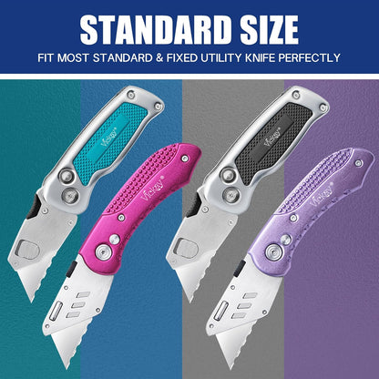 60 Pack Utility Knife Blades, Box Cutter Blades, SK2 Razor Blades with Titanium Fully Coating, Refilled Blades for Box Cutter Utility Knife, Replacement Blades with plastic dispenser box (Gold)