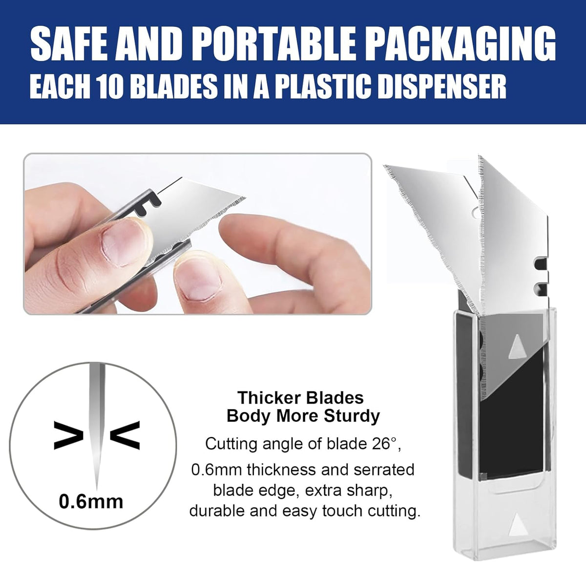 60 Pack Utility Knife Blades, Box Cutter Blades, SK2 Razor Blades with Titanium Fully Coating, Refilled Blades for Box Cutter Utility Knife, Replacement Blades with plastic dispenser box (Gold)