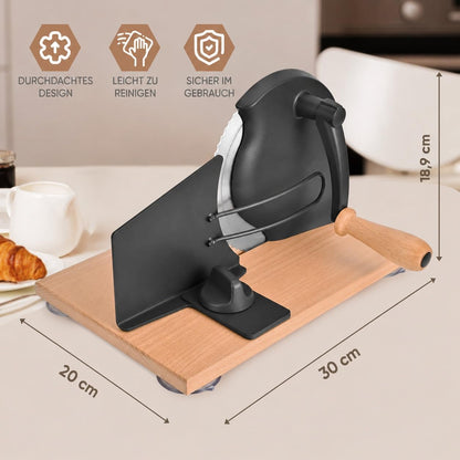 SOWKIPE Manual Bread Slicer with Hand Crank, Classic Home Bread Slicer for Homemade Sourdough, Rotary Slicer with Adjustable Thickness, Premium Stainless Steel & Powerful Suction Cups (White)