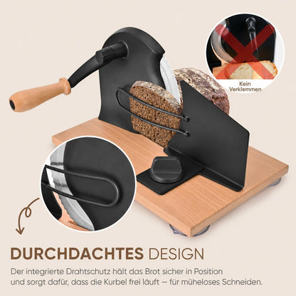 SOWKIPE Manual Bread Slicer with Hand Crank, Classic Home Bread Slicer for Homemade Sourdough, Rotary Slicer with Adjustable Thickness, Premium Stainless Steel & Powerful Suction Cups (White)