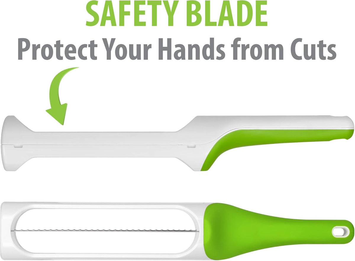 Hometown Bagel Knife, Serrated Bread Slicer, Stainless Steel | Safely Slice Bagels, Baguettes & Rolls Without Crushing, Fingers Stay Clear of the Blade, Fits in a Drawer, 5-Yr Guarantee