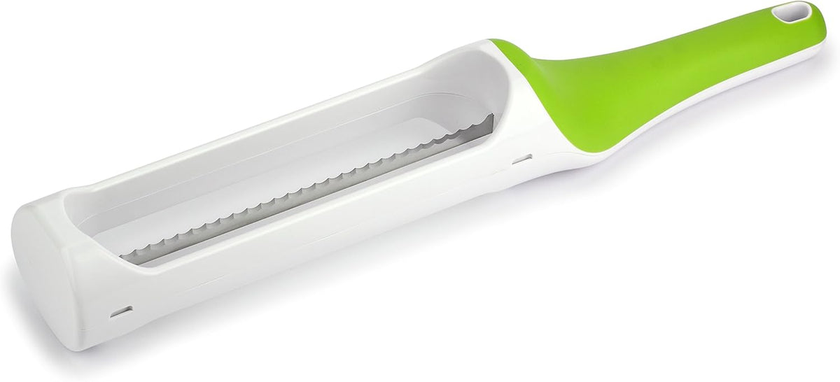 Hometown Bagel Knife, Serrated Bread Slicer, Stainless Steel | Safely Slice Bagels, Baguettes & Rolls Without Crushing, Fingers Stay Clear of the Blade, Fits in a Drawer, 5-Yr Guarantee