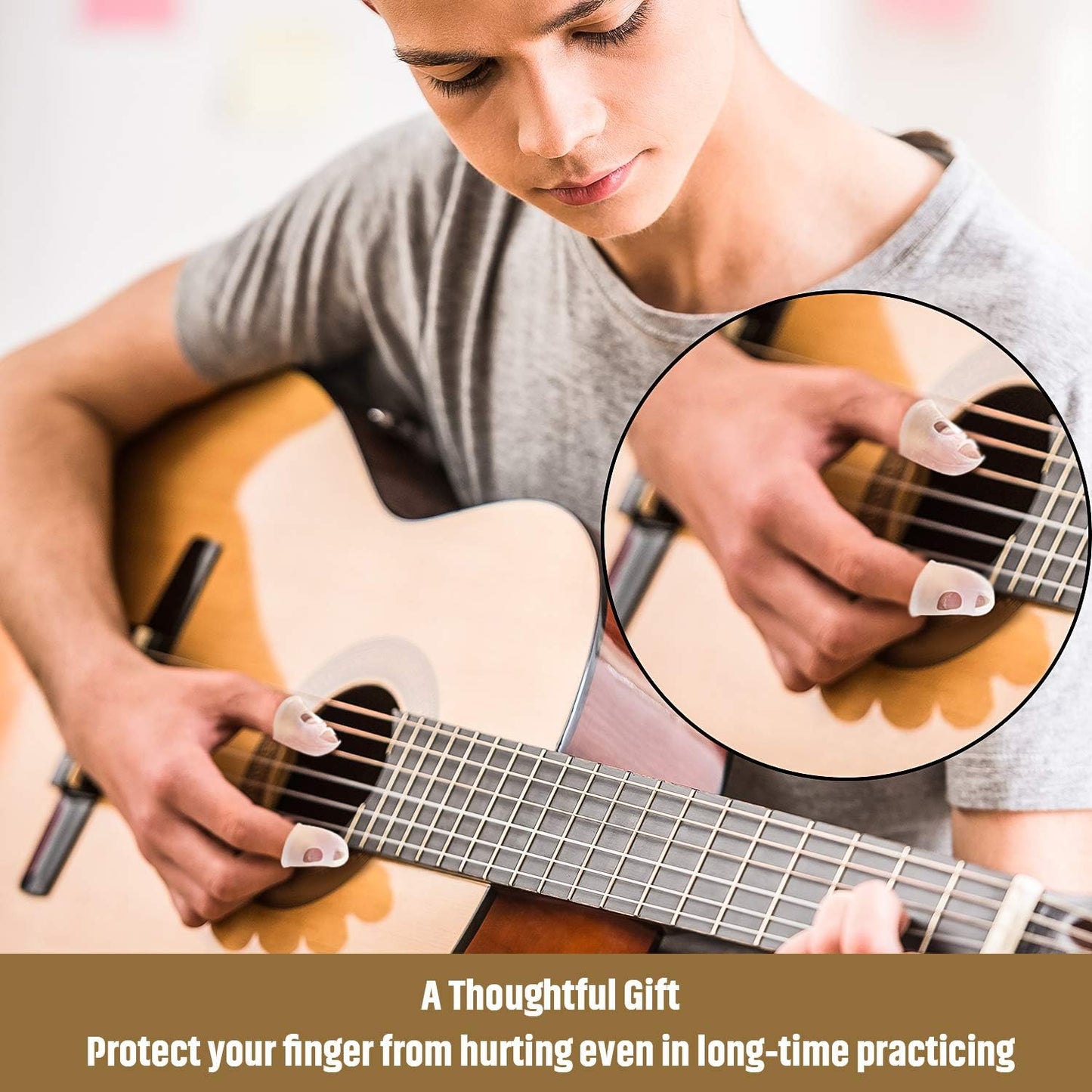 40 Pieces Guitar Fingertip Protectors Silicone Finger Guards Anti-slip Finger Protection Covers Caps for Stringed Instruments Guitar Mandolin Bass Counting Sewing, 5 Sizes