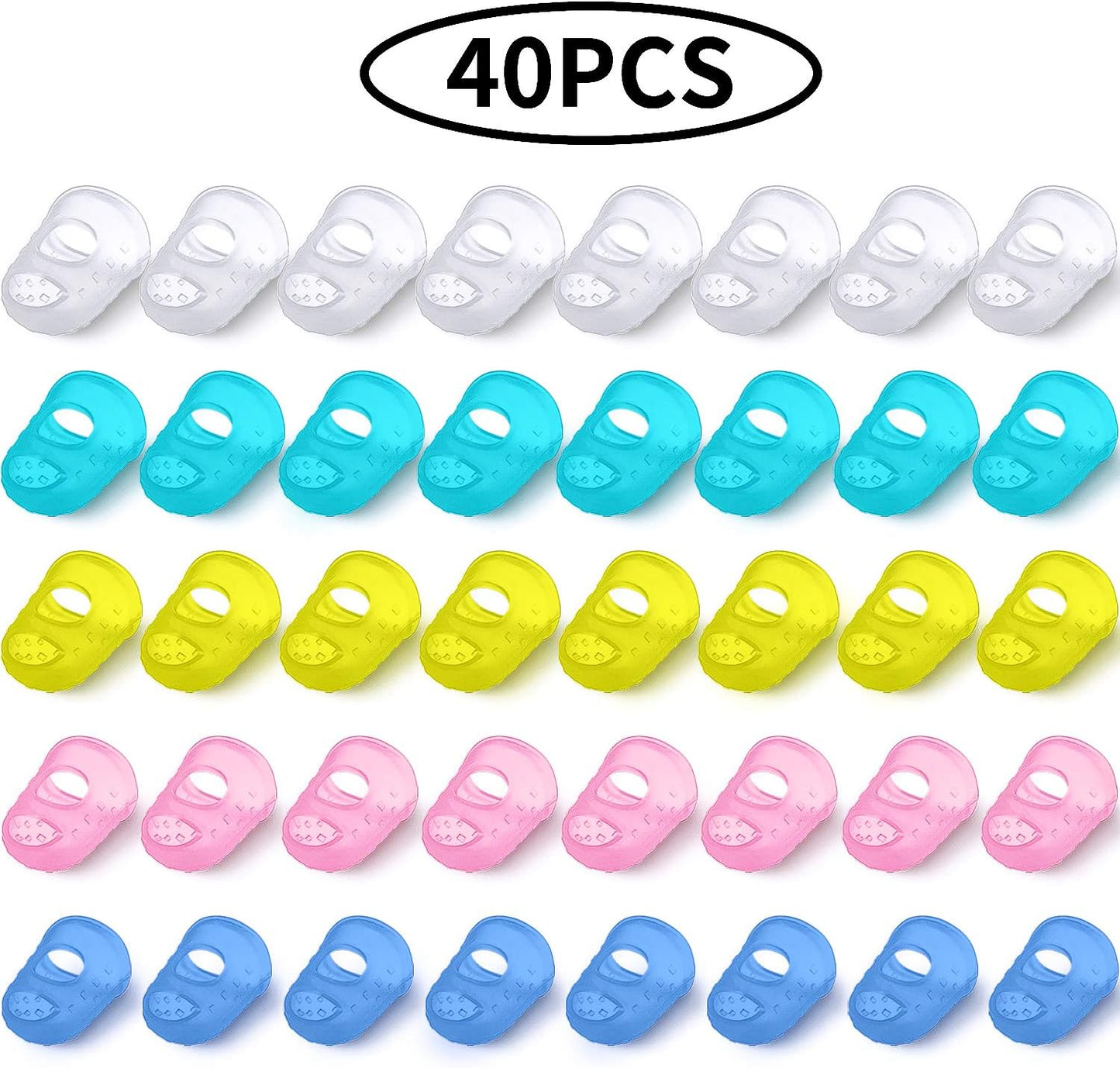 40 Pieces Guitar Fingertip Protectors Silicone Finger Guards Anti-slip Finger Protection Covers Caps for Stringed Instruments Guitar Mandolin Bass Counting Sewing, 5 Sizes