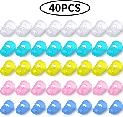 40 Pieces Guitar Fingertip Protectors Silicone Finger Guards Anti-slip Finger Protection Covers Caps for Stringed Instruments Guitar Mandolin Bass Counting Sewing, 5 Sizes