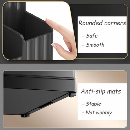 Kitchen Utensil Storage Rack,Wall-Mounted Kitchenware Organizer,Large Capacity Storage Box,Cooking Utensils Stand,PP Knives Chopstick Organizer for Kitchen,Black