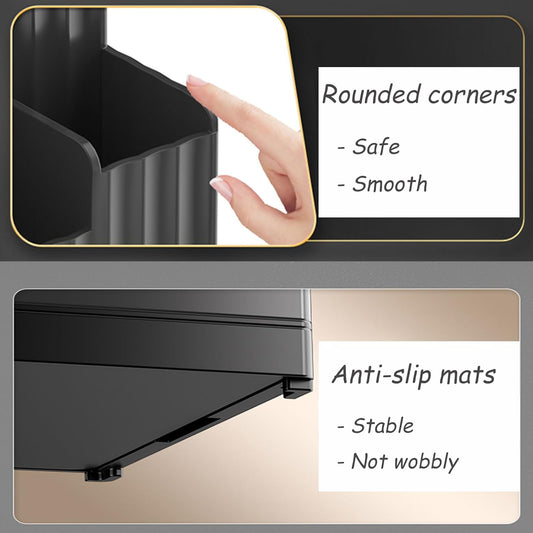 Kitchen Utensil Storage Rack,Wall-Mounted Kitchenware Organizer,Large Capacity Storage Box,Cooking Utensils Stand,PP Knives Chopstick Organizer for Kitchen,Black