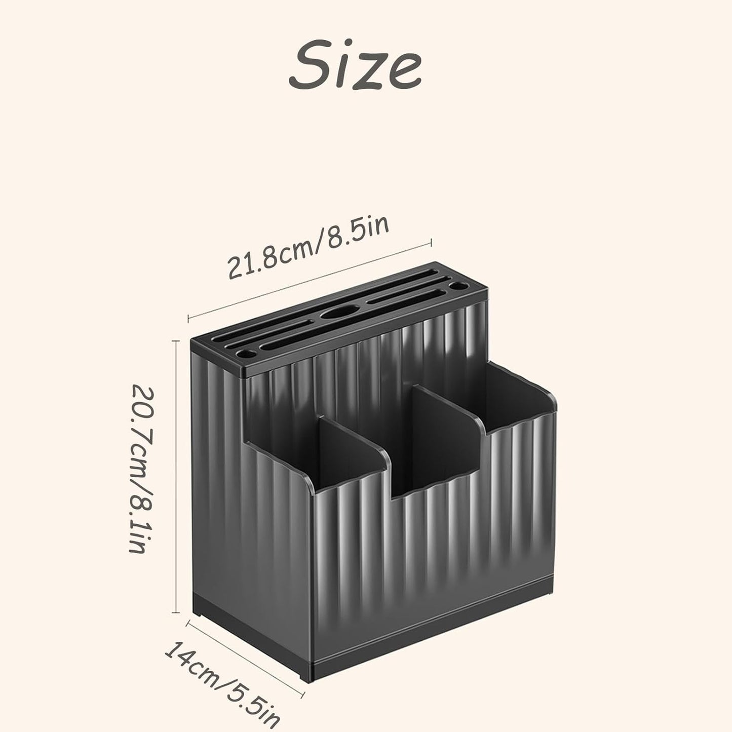 Kitchen Utensil Storage Rack,Wall-Mounted Kitchenware Organizer,Large Capacity Storage Box,Cooking Utensils Stand,PP Knives Chopstick Organizer for Kitchen,Black