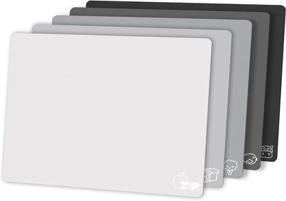 Flexible Plastic Cutting Board Set of 5 Gradient Color, Colorful Chopping Boards, BPA Free Mats, Non-Slip, Dishwasher Safe, 15x12 Inch, Gray Neutral Colors