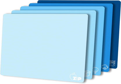 Flexible Plastic Cutting Board Set of 5 Gradient Color, Colorful Chopping Boards, BPA Free Mats, Non-Slip, Dishwasher Safe, 15x12 Inch, Gray Neutral Colors
