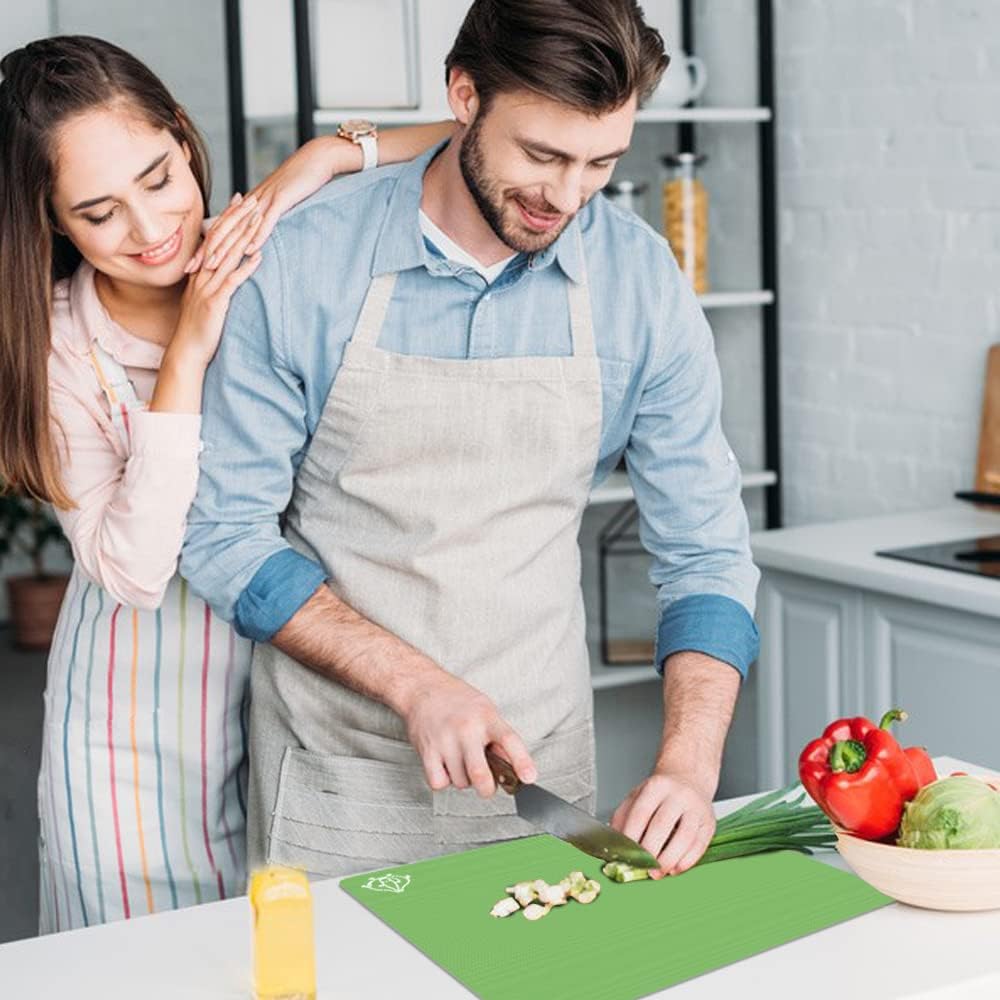 Flexible Plastic Cutting Board Set of 5 Gradient Color, Colorful Chopping Boards, BPA Free Mats, Non-Slip, Dishwasher Safe, 15x12 Inch, Gray Neutral Colors